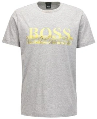 Shop Hugo Boss Boss Men's Graphic Cotton T-shirt In Grey