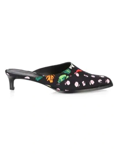 Shop 3.1 Phillip Lim / フィリップ リム Agatha Floral Silk Kitten-heel Mules In Black Multi