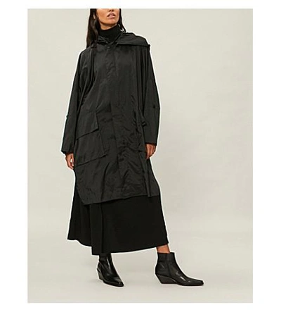 Shop Issey Miyake Hooded Shell Coat In Black