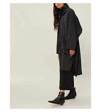 Shop Issey Miyake Hooded Shell Coat In Black
