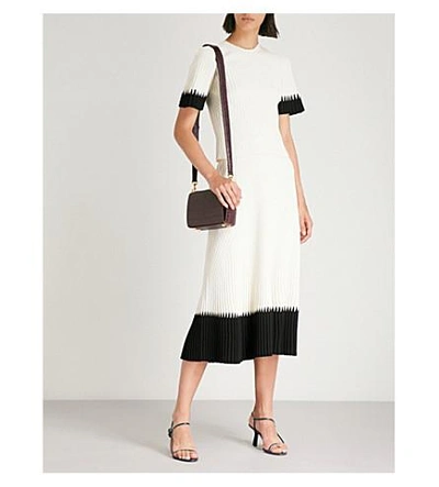 Shop Alexander Mcqueen Contrast-cuff Ribbed-knit T-shirt In Ivory/black