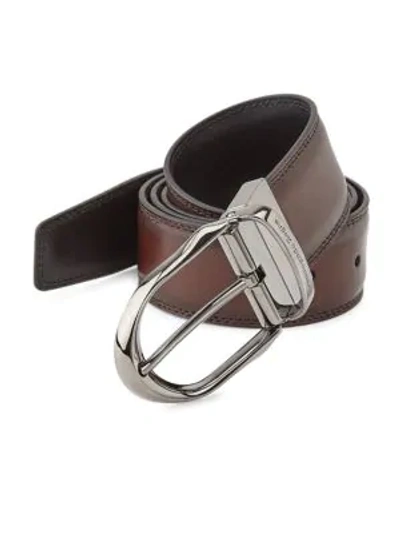 Shop Ermenegildo Zegna Reversible Leather Belt In Brown