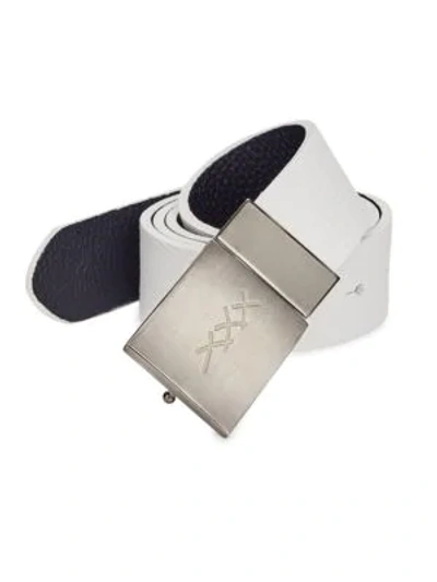 Shop Ermenegildo Zegna Triple X Plague Leather Belt In Natural