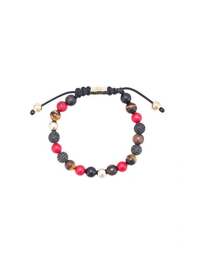 Shop Nialaya Jewelry Red Jade, Brown Tiger Eye, Lava Stone, Agate, And Ebony Black Cz Beaded Bracelet
