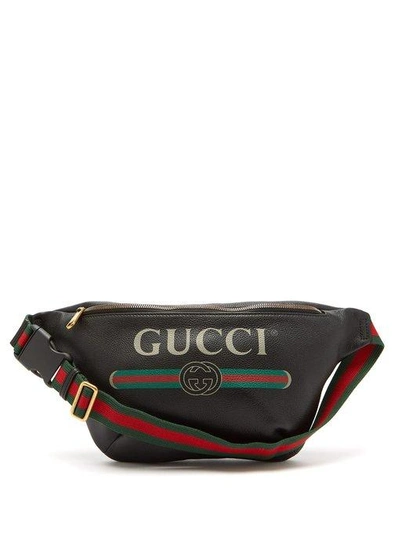 Gucci Belt Bum Retro Print Fanny Pack 80 Black Leather Messenger Bag -  MyDesignerly