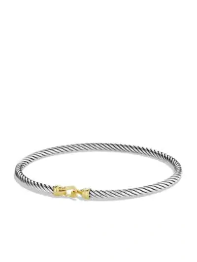 Shop David Yurman Women's Cable Collectibles Buckle Bangle Bracelet With 18k Yellow Gold/3 Mm In Gold Silver