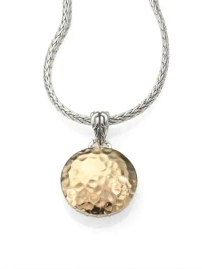 Shop John Hardy Women's 18k Yellow Gold & Sterling Silver Hammered Disc Necklace In Gold Silver