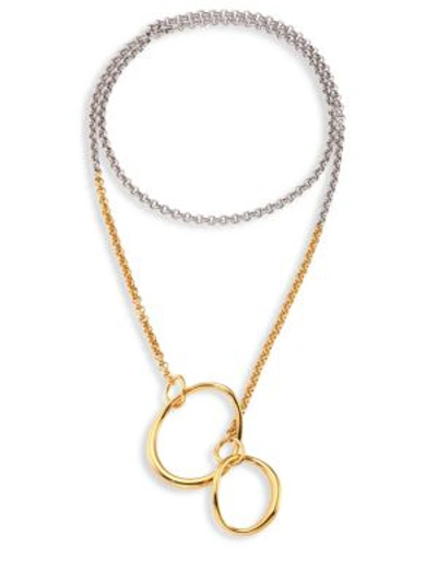 Shop Charlotte Chesnais Symi Two-tone Pendant Necklace In Silver Gold