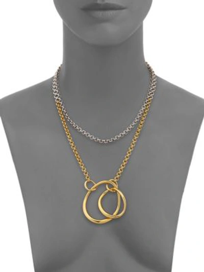 Shop Charlotte Chesnais Symi Two-tone Pendant Necklace In Silver Gold