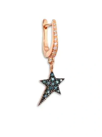 Shop Diane Kordas Diamond & 18k Rose Gold Star Earring Charm In Rose Gold Black