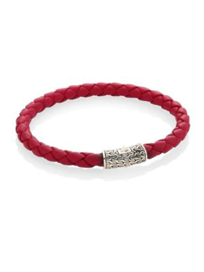 Shop John Hardy Classic Chain Leather & Sterling Silver Bracelet In Red