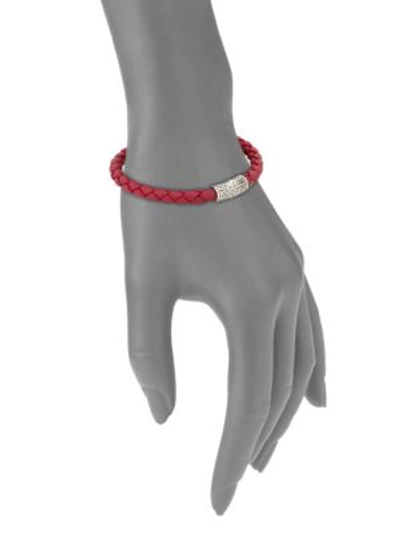 Shop John Hardy Classic Chain Leather & Sterling Silver Bracelet In Red