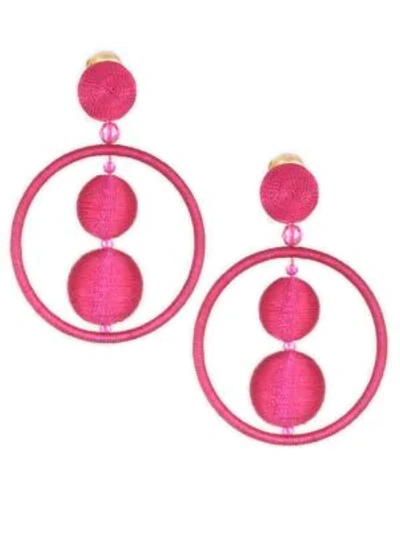 Oscar De La Renta Double Beaded Ball Hoop Earrings In Shocking