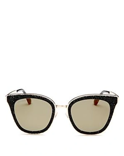 Shop Jimmy Choo Women's Lizzy Glitter Cat Eye Sunglasses, 50mm In Black/brown
