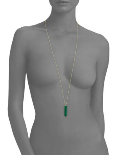Shop Ila Linus Green Onyx & 14k Yellow Gold Pendant Necklace In Gold Emerald
