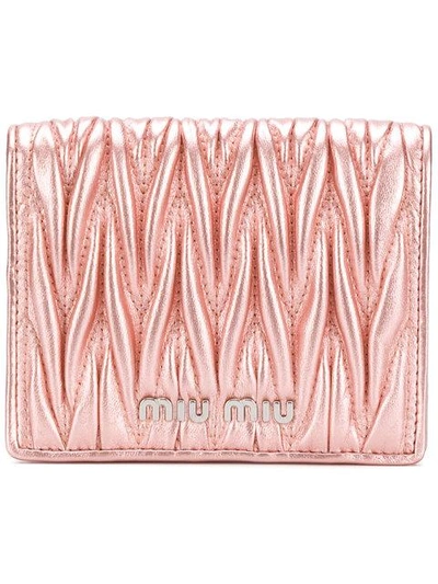 Shop Miu Miu Matelassé Mini Wallet - Pink