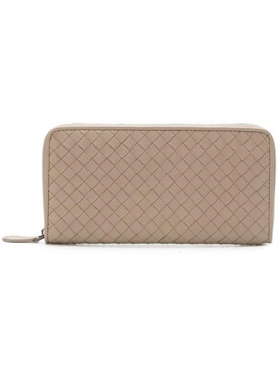 Shop Bottega Veneta Woven Wallet In Neutrals