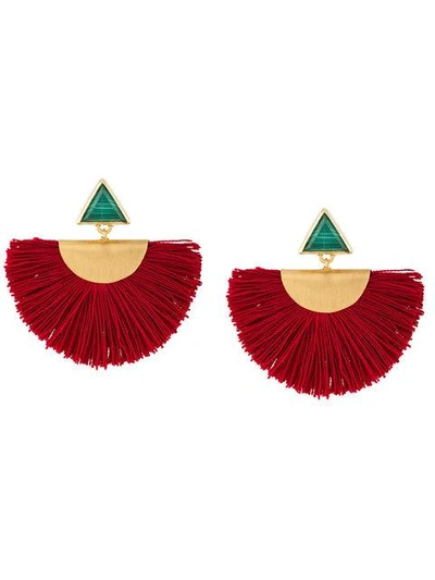 Shop Katerina Makriyianni Fringe Earrings - Red