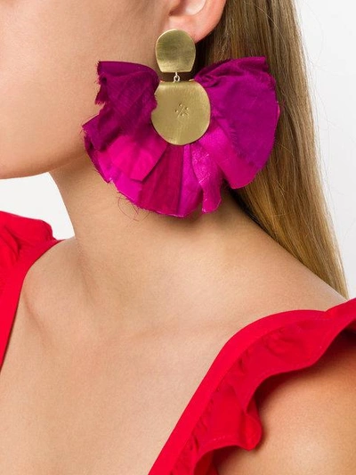 Shop Katerina Makriyianni Round Fabric Earrings - Pink