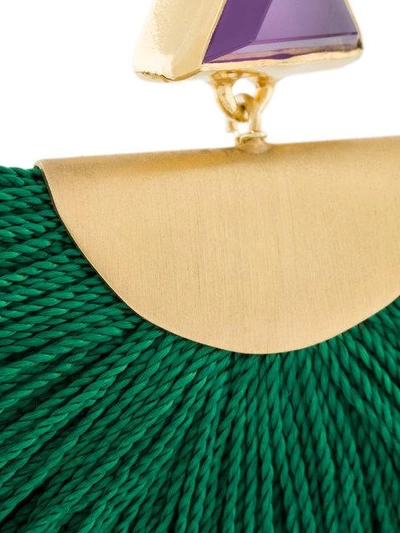 Shop Katerina Makriyianni Fringe Detail Earrings - Green