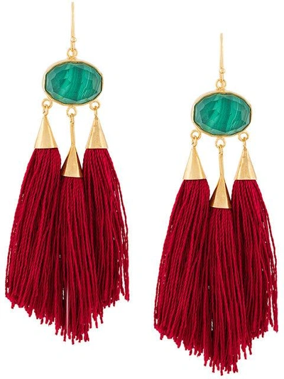 Shop Katerina Makriyianni Long Fringe Earrings - Red