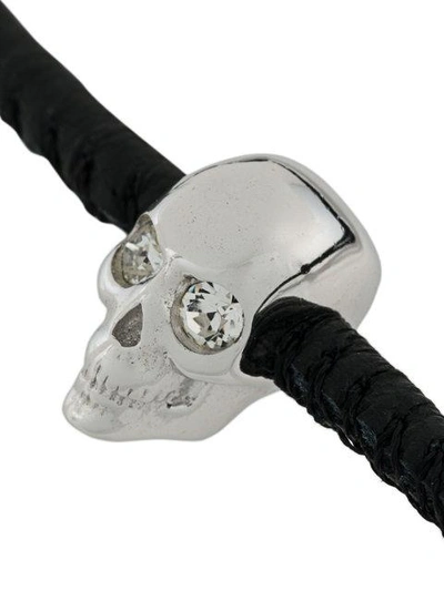 Shop Northskull Swavorski Crystal Skull Braided Leather Bangle - Black