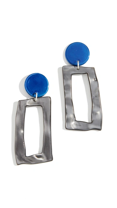 Shop Bianca Mavrick Frame Earrings In Azure Chrome