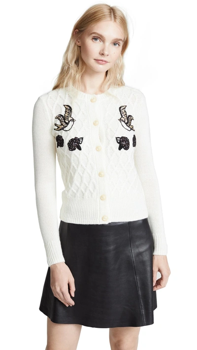 Shop Coach 1941 Embroidery Cardigan In Ivory