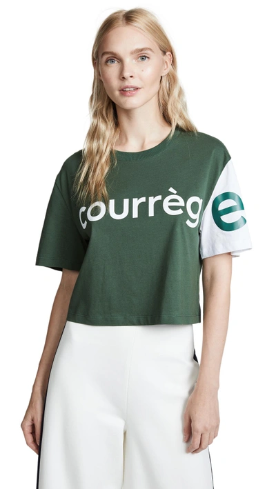 Shop Courrèges Logo T-shirt In Green/white