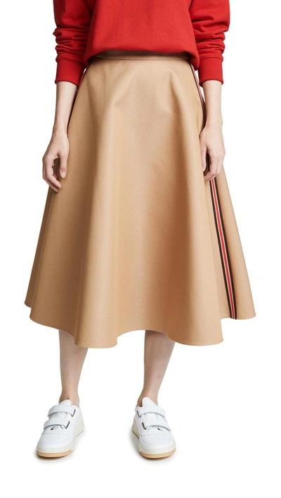 Shop Goen J Flared Midi Skirt In Beige