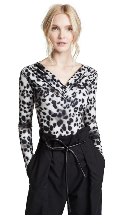 Shop Koché Long Sleeve Bodysuit In Natural Leopard
