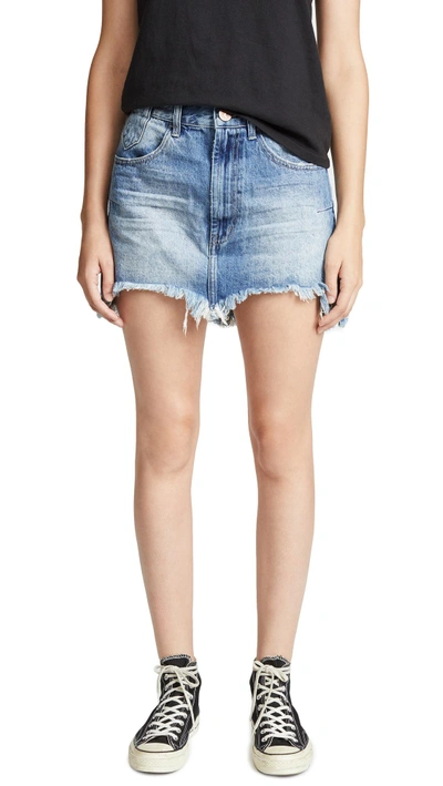 Shop One Teaspoon Vanguard Mid-rise Relaxed Miniskirt In Pacifica