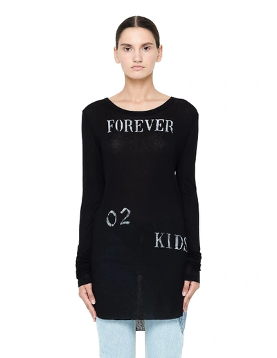 Shop Ann Demeulemeester Ribbed Printed Long Sleeve T-shirt In Black