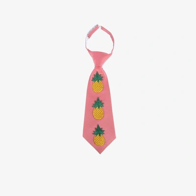 Shop Gucci Multicoloured Embroidered Pineapple Silk-blend Tie In Pink/purple