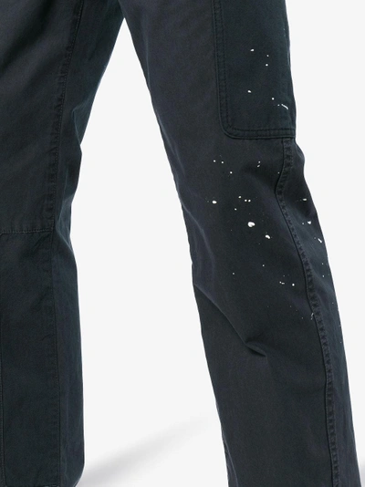 Shop Neighborhood Navy Patchwork Painted Trousers In Blue
