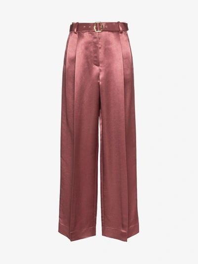 Shop Sies Marjan Blanche Satin Trousers In Pink/purple