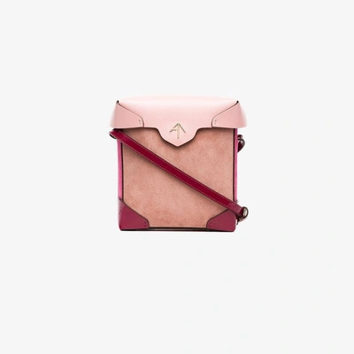 Shop Manu Atelier Pink And Red Mini Pristine Leather Cross Body Bag In Pink&purple