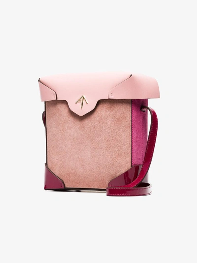 Shop Manu Atelier Pink And Red Mini Pristine Leather Cross Body Bag In Pink&purple