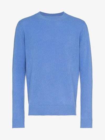 Shop The Elder Statesman Periwinkle Cashmere Crewneck Sweater In Blue