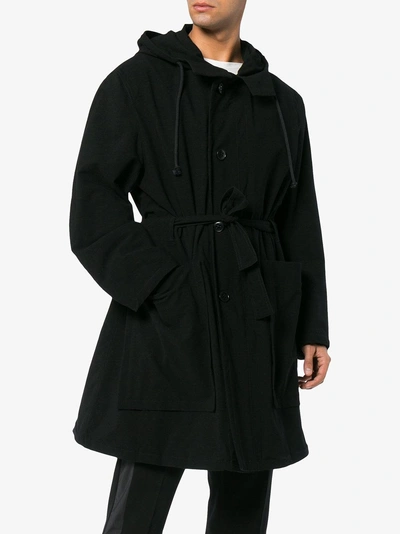 Shop Ann Demeulemeester Black Belted Parka