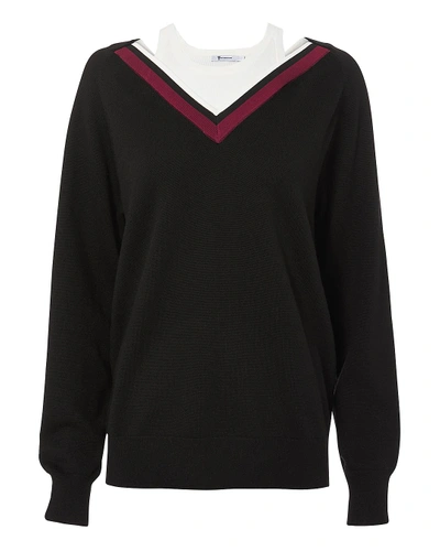Shop Alexander Wang T Varsity Trim V-neck Sweater