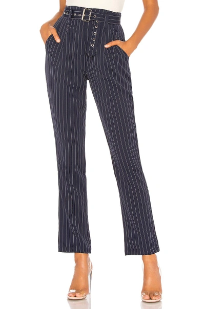 Shop By The Way. Sami Belted Trousers In Navy Pinstripe