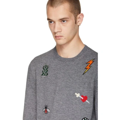 Shop Gucci Grey All Over Embroidery Sweater In 1113 Grey