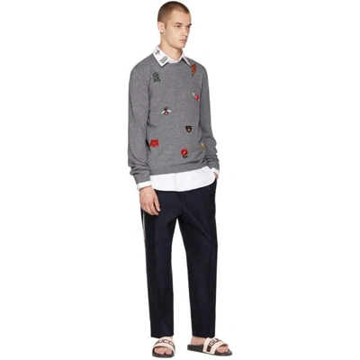 Shop Gucci Grey All Over Embroidery Sweater In 1113 Grey