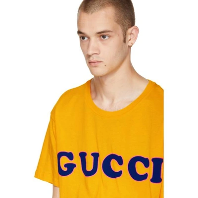 Shop Gucci Yellow Logo Baby T-shirt In 7573 Crop