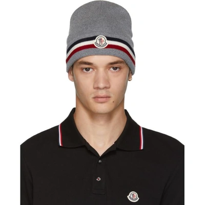 Shop Moncler Grey Wool Beanie In 160-930.gry