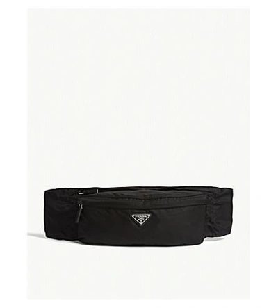 Shop Prada Logo Nylon Belt Bag In Black