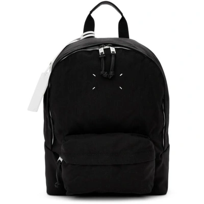 Shop Maison Margiela Black Nylon Canvas Backpack In 900 Black