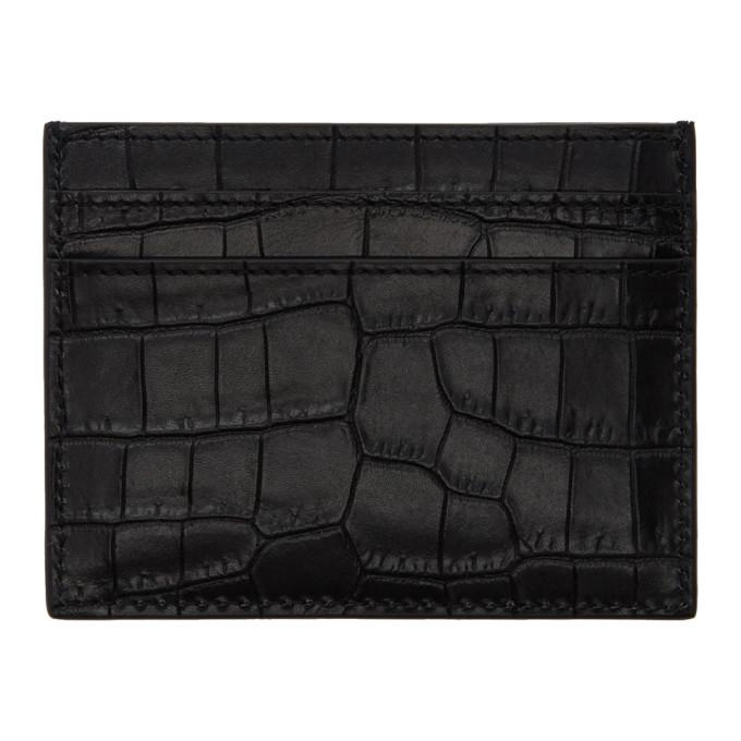 Saint Laurent Crocodile-effect Leather Cardholder In 1000 Black | ModeSens