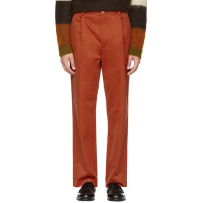 Shop Acne Studios Red Straight Pleated Trousers